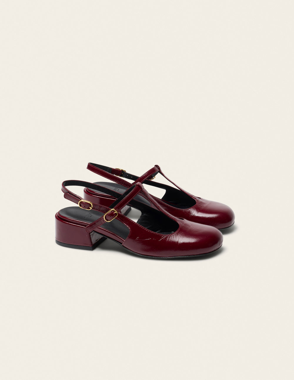 Escarpins Ryla - Cuir plissé verni bordeaux