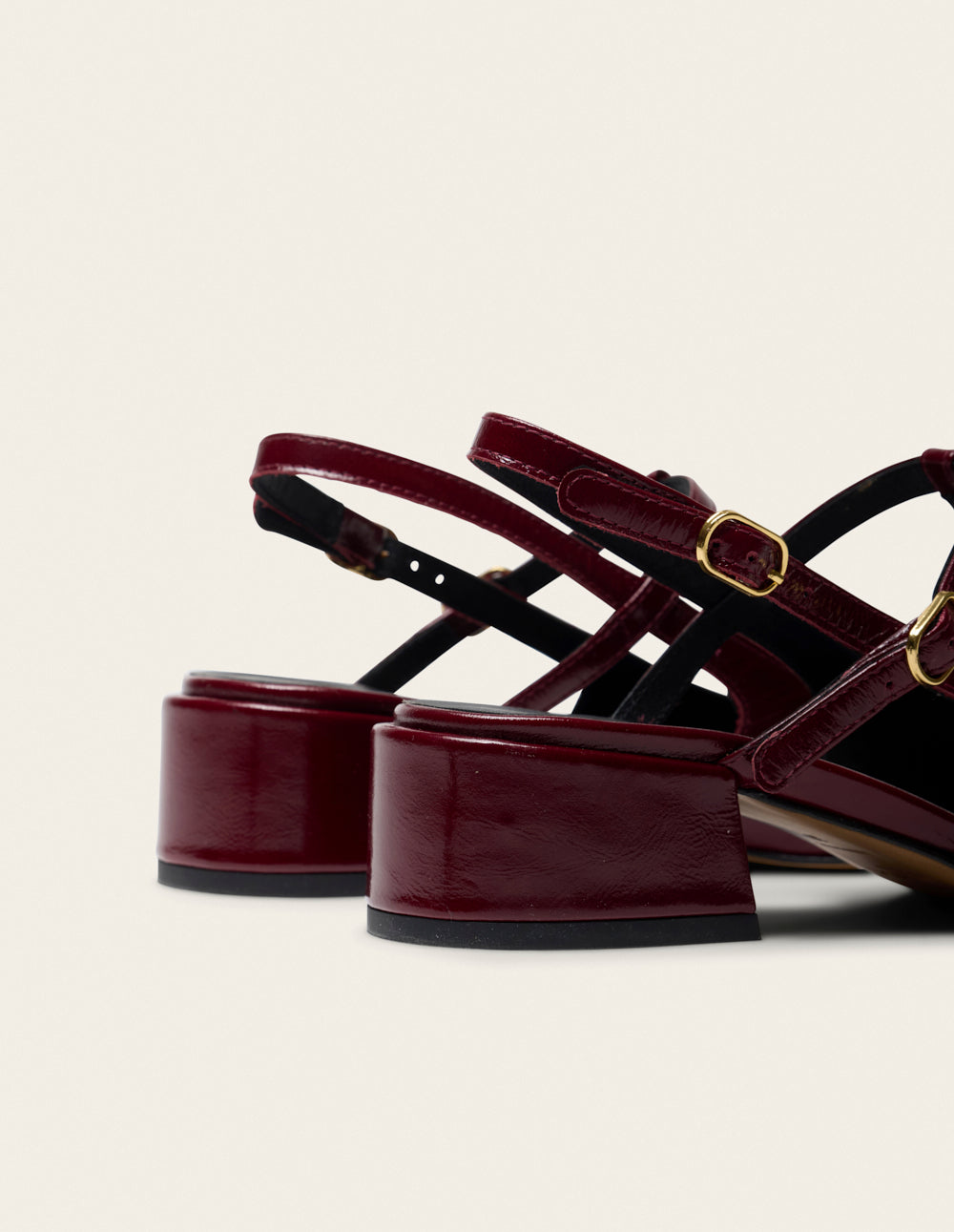 Escarpins Ryla - Cuir plissé verni bordeaux