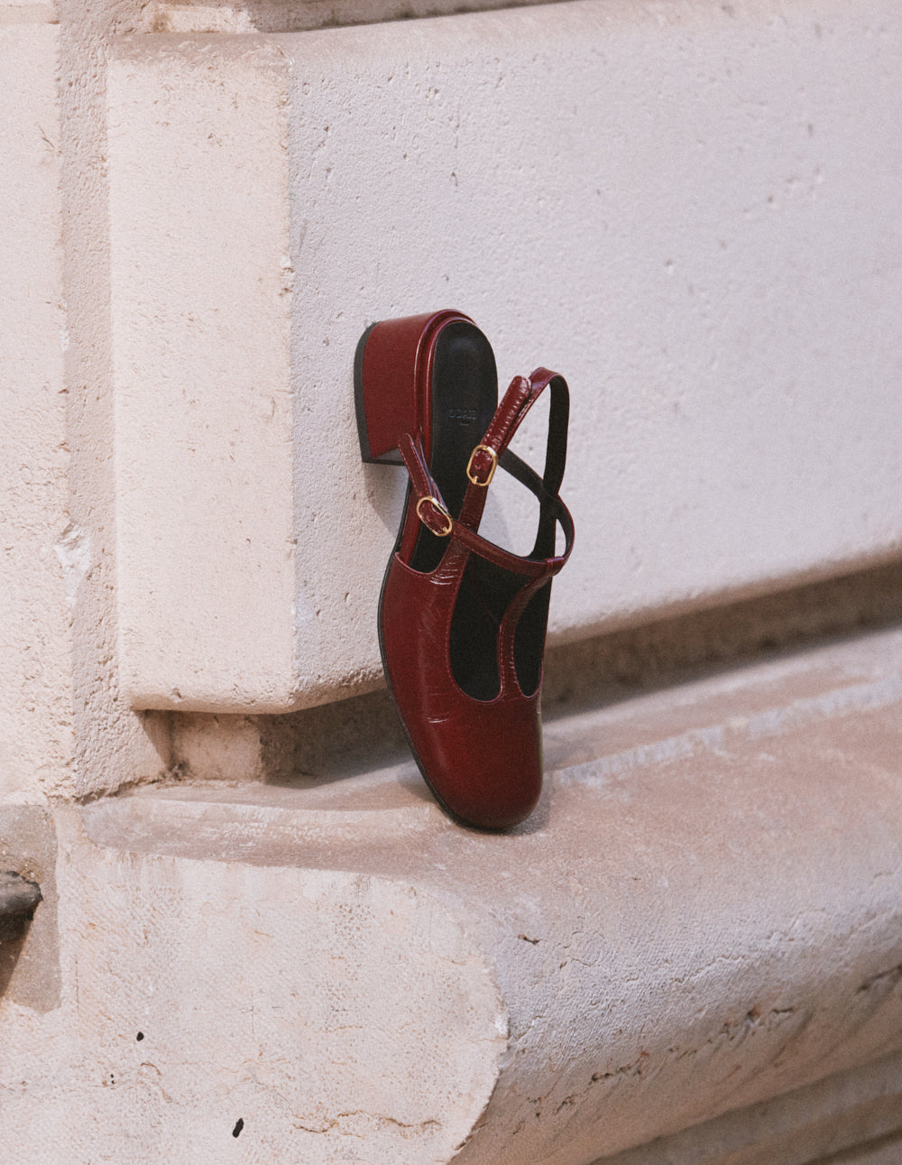 Escarpins Ryla - Cuir plissé verni bordeaux