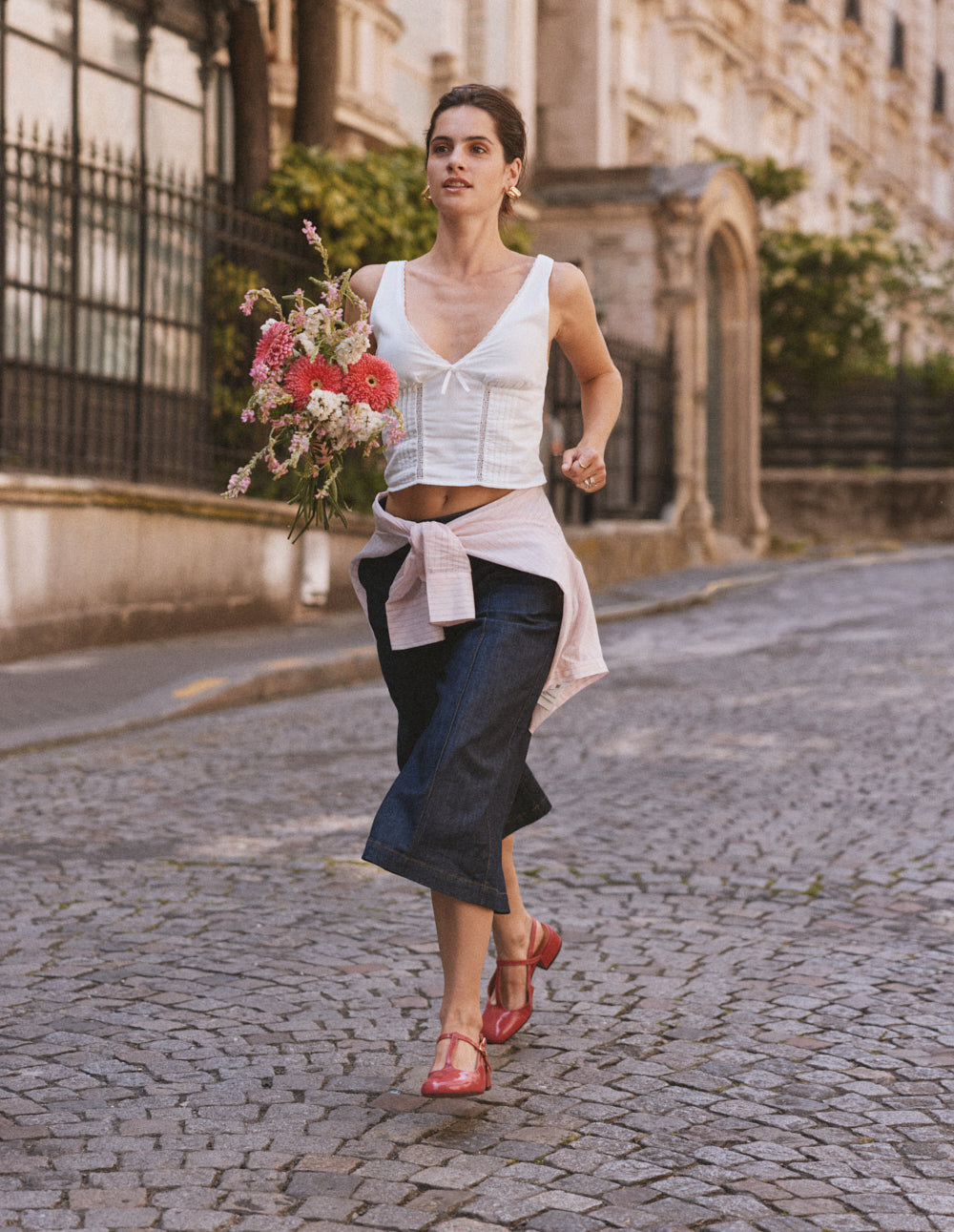 Escarpins Ryla - Cuir plissé verni rose