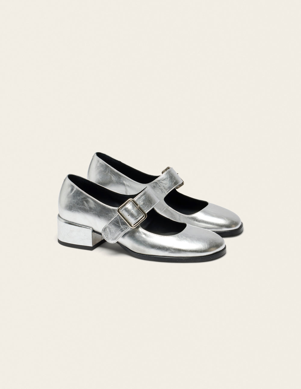 Escarpins Amari - Cuir plissé argenté
