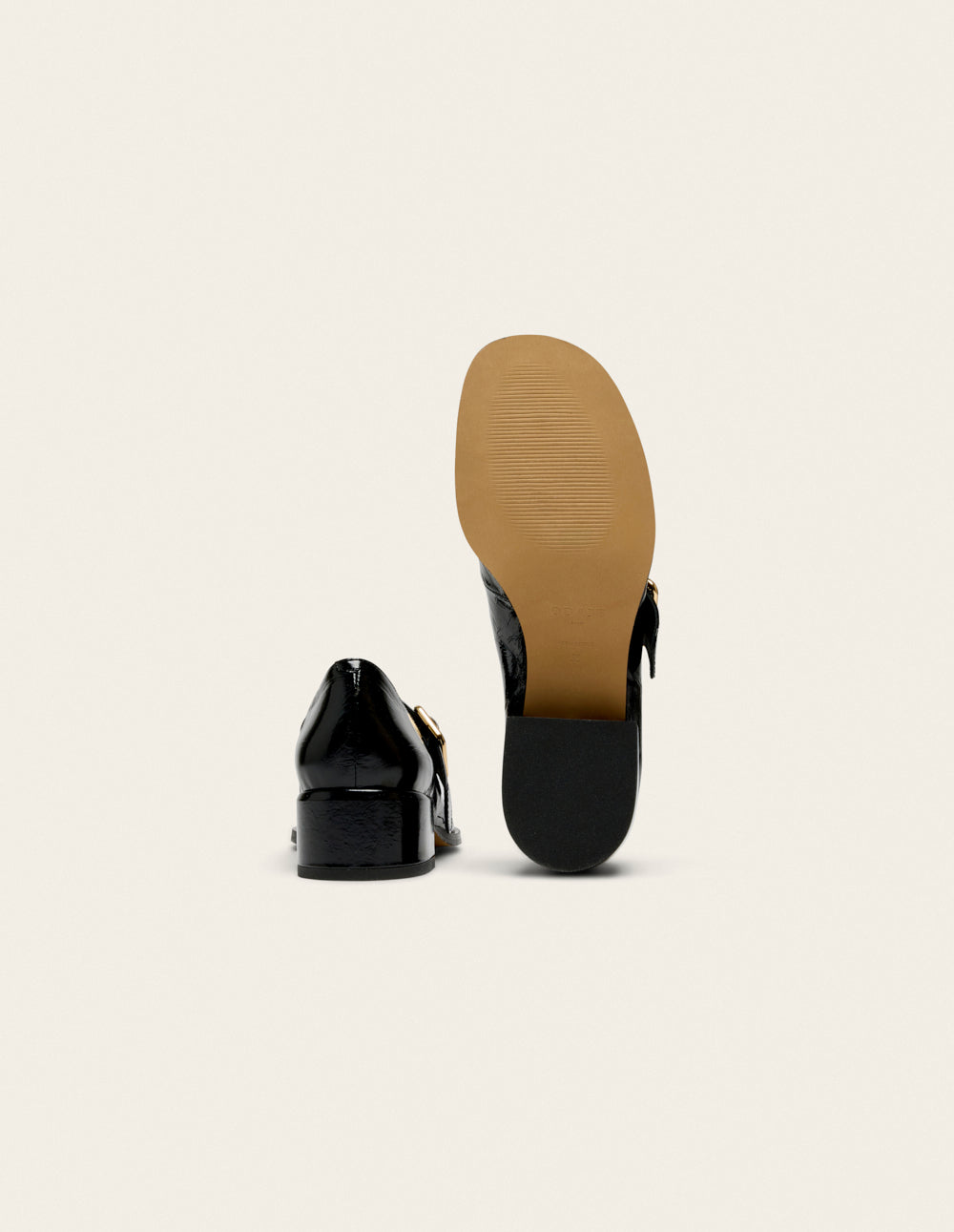 Escarpins Amari - Cuir plissé verni noir