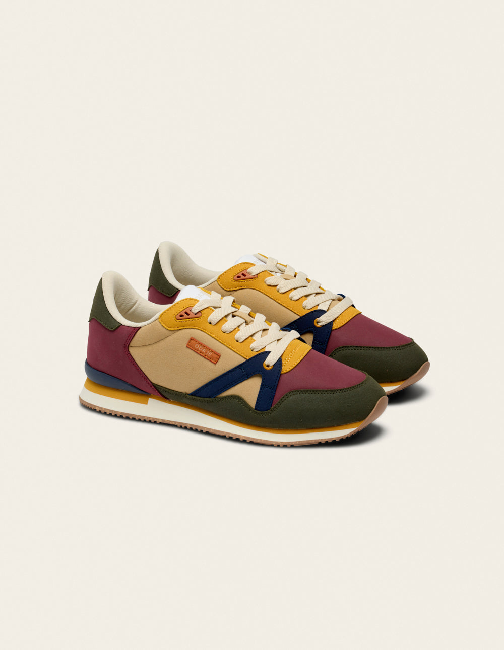 André low-top trainers - Khaki burgundy mustard