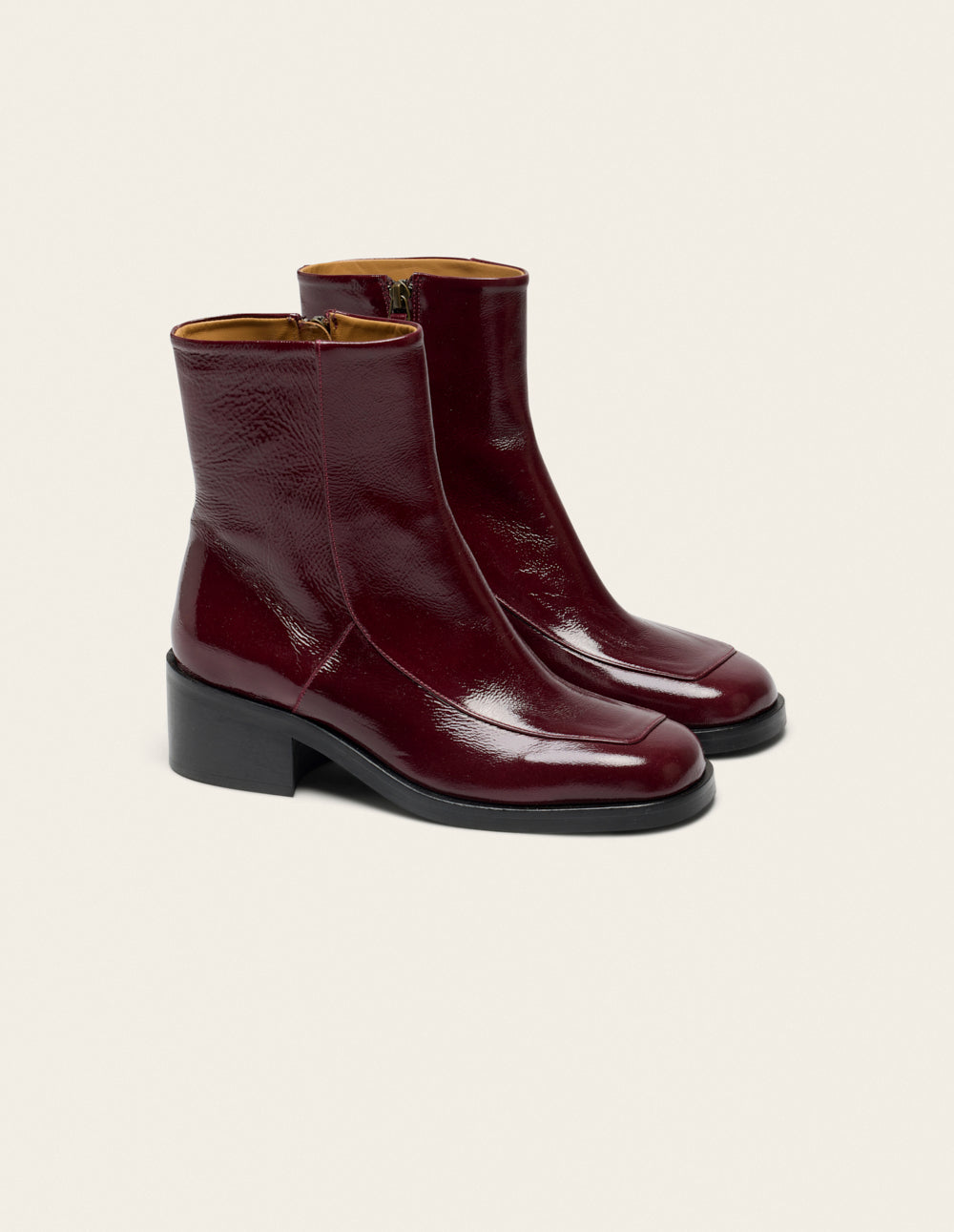 Bottines à talons Callie - Cuir plissé verni bordeaux