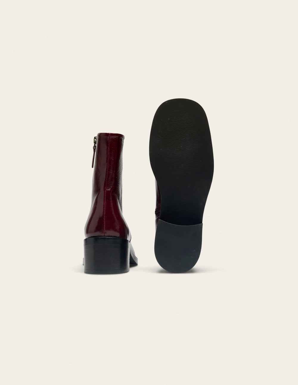 Bottines à talons Callie - Cuir plissé verni bordeaux