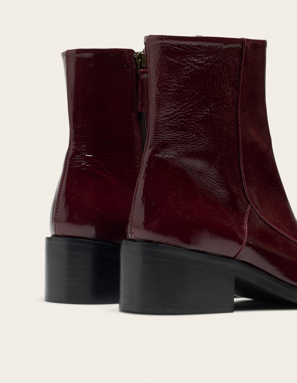 Bottines à talons Callie - Cuir plissé verni bordeaux