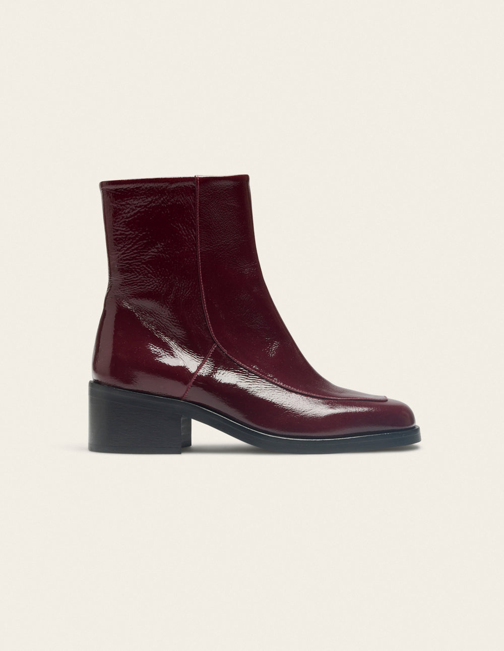 Bottines à talons Callie - Cuir plissé verni bordeaux