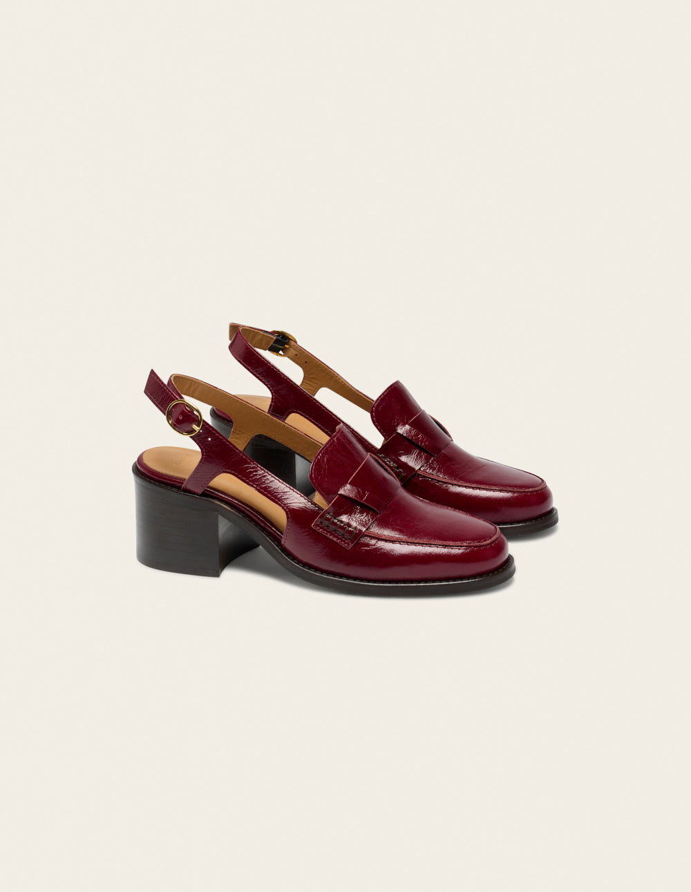 Elyra pumps - Burgundy pleated patent leather
