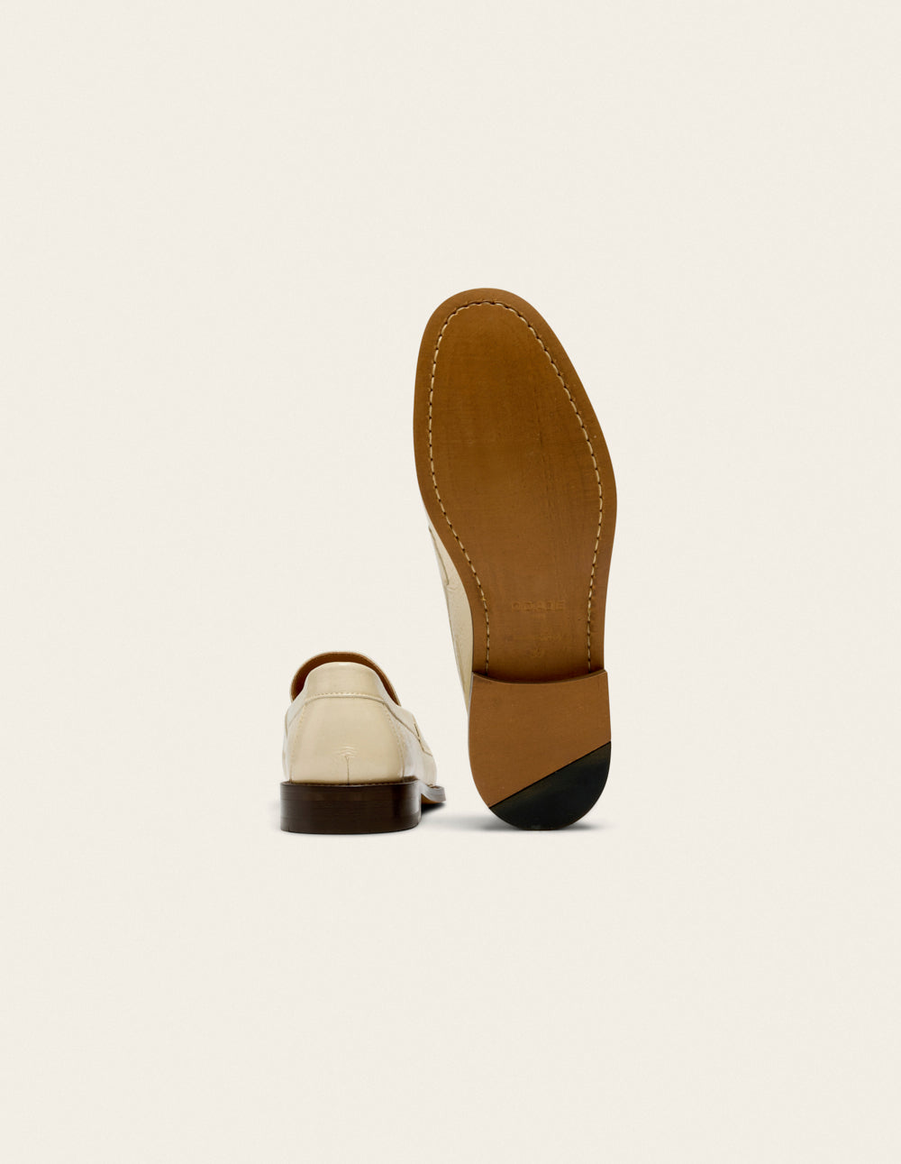 Halley Loafers - Ecru Pleated Patent Leather