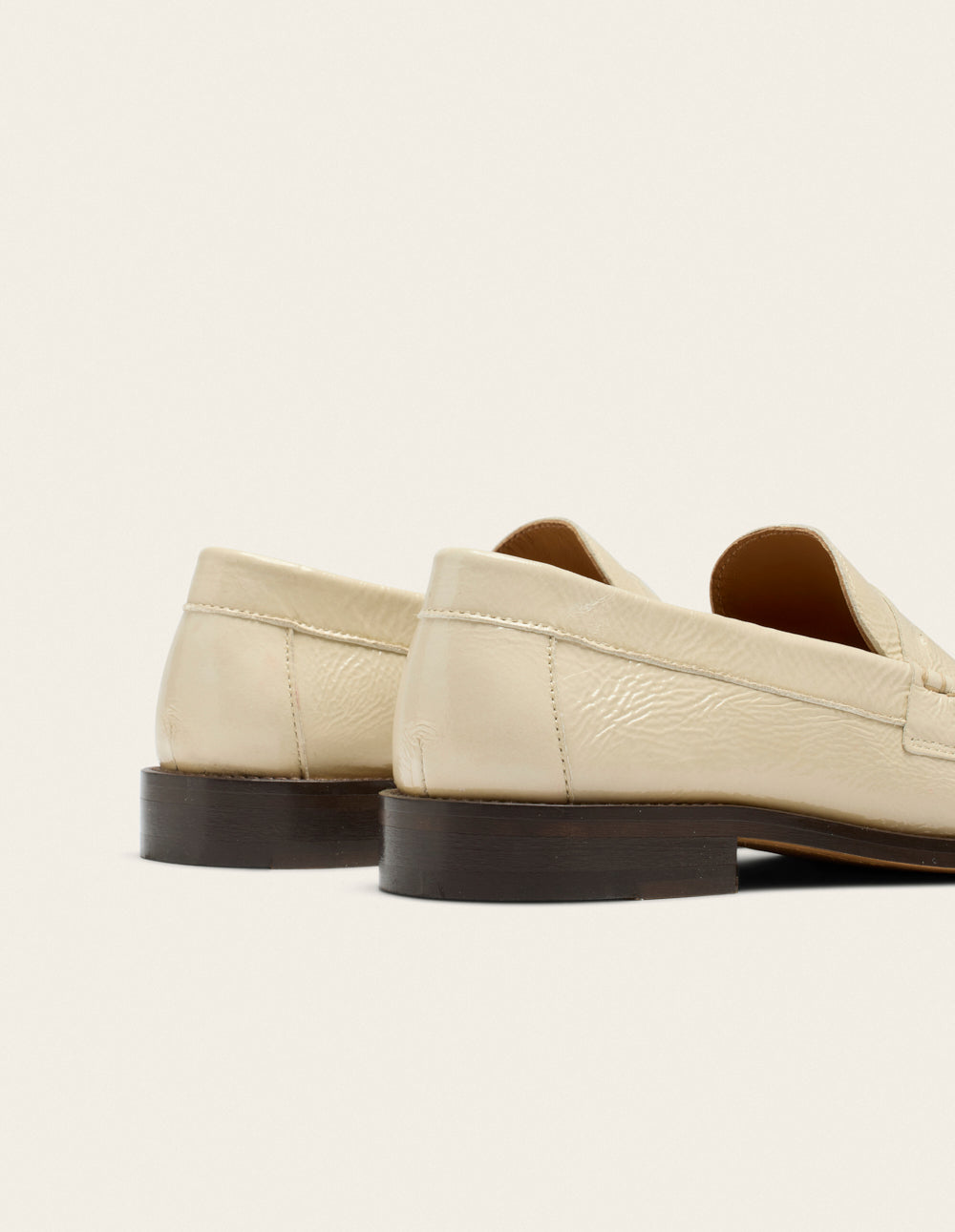Halley Loafers - Ecru Pleated Patent Leather