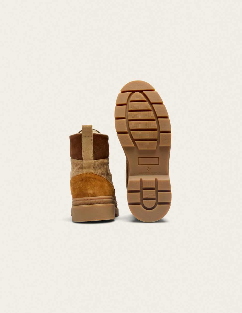 Bottines à lacets Joelle - Suède fourré ambre beige kaki