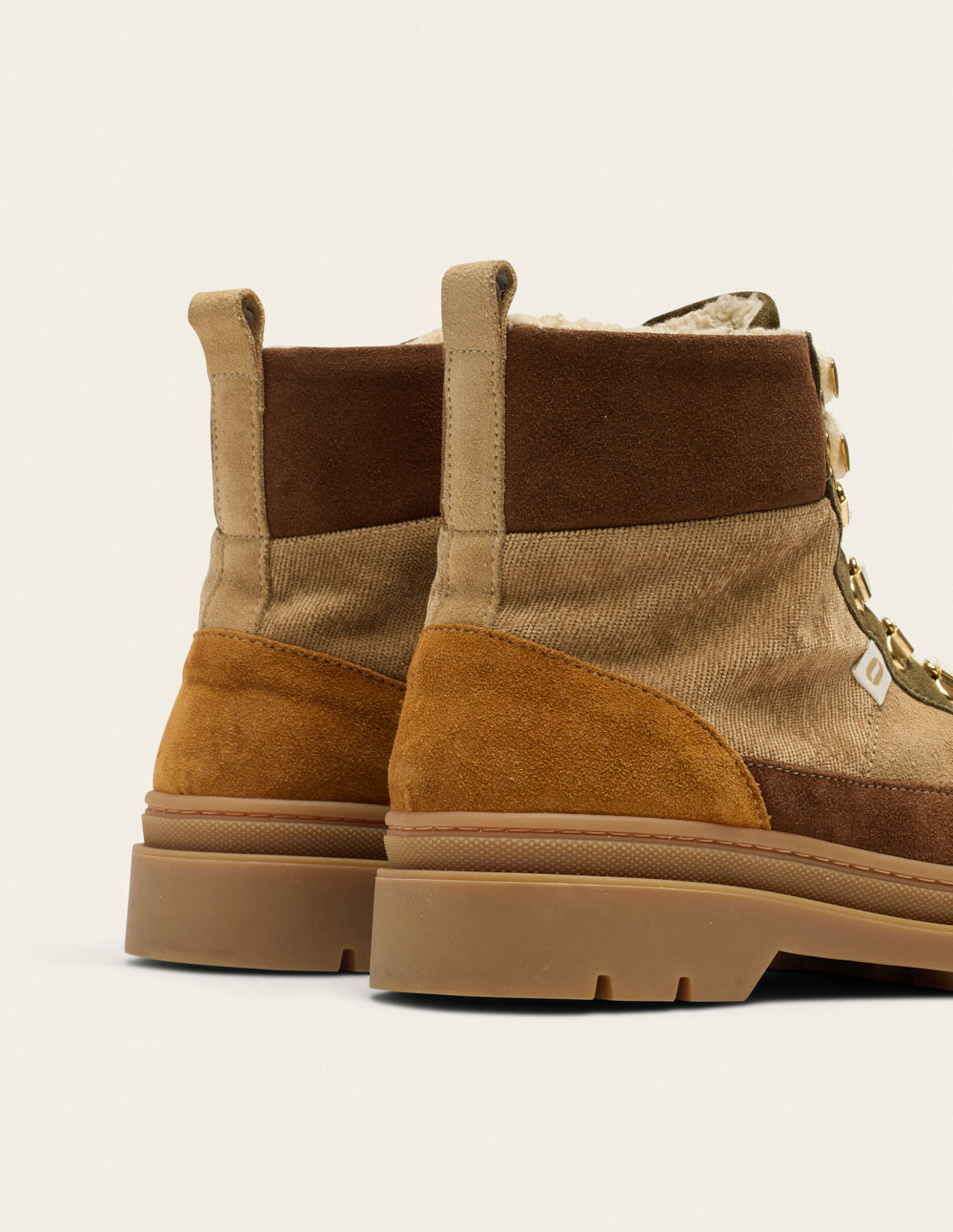 Bottines à lacets Joelle - Suède fourré ambre beige kaki