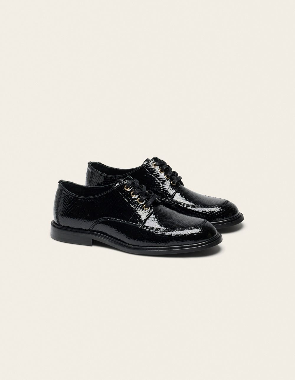 Derbies Luvi - Cuir python verni noir