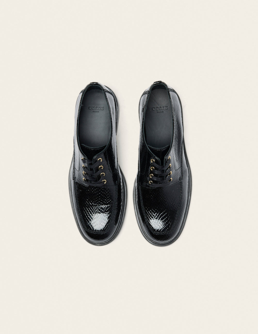 Derbies Luvi - Cuir python verni noir