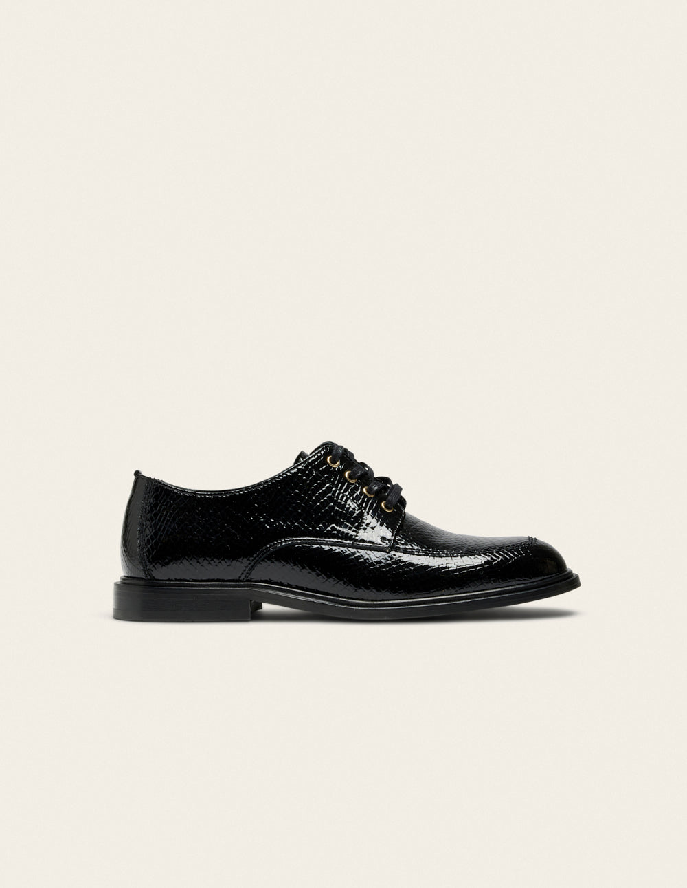 Derbies Luvi - Cuir python verni noir