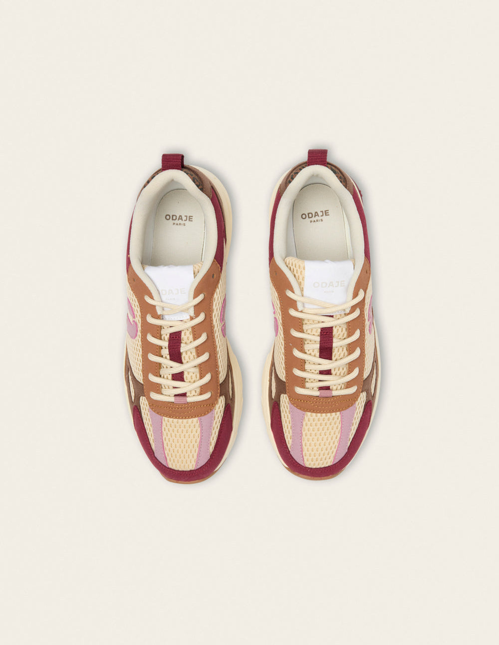 Baskets basses Maé - Bordeaux beige rose