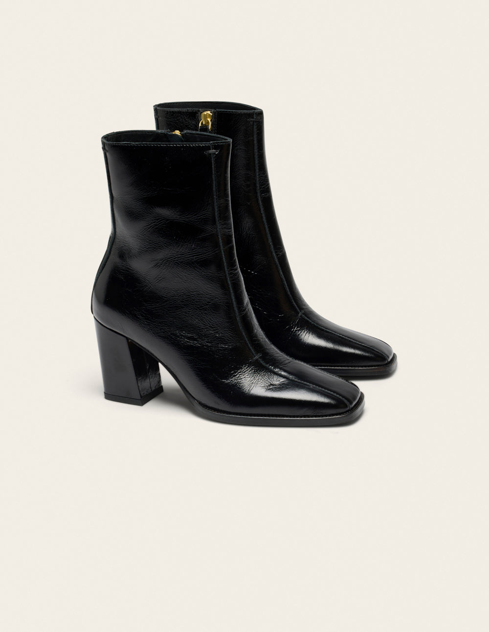Bottines à talons Sorali - Cuir plissé noir