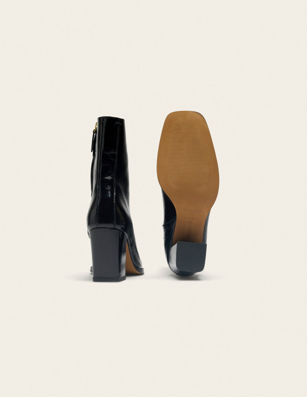 Bottines à talons Sorali - Cuir plissé noir