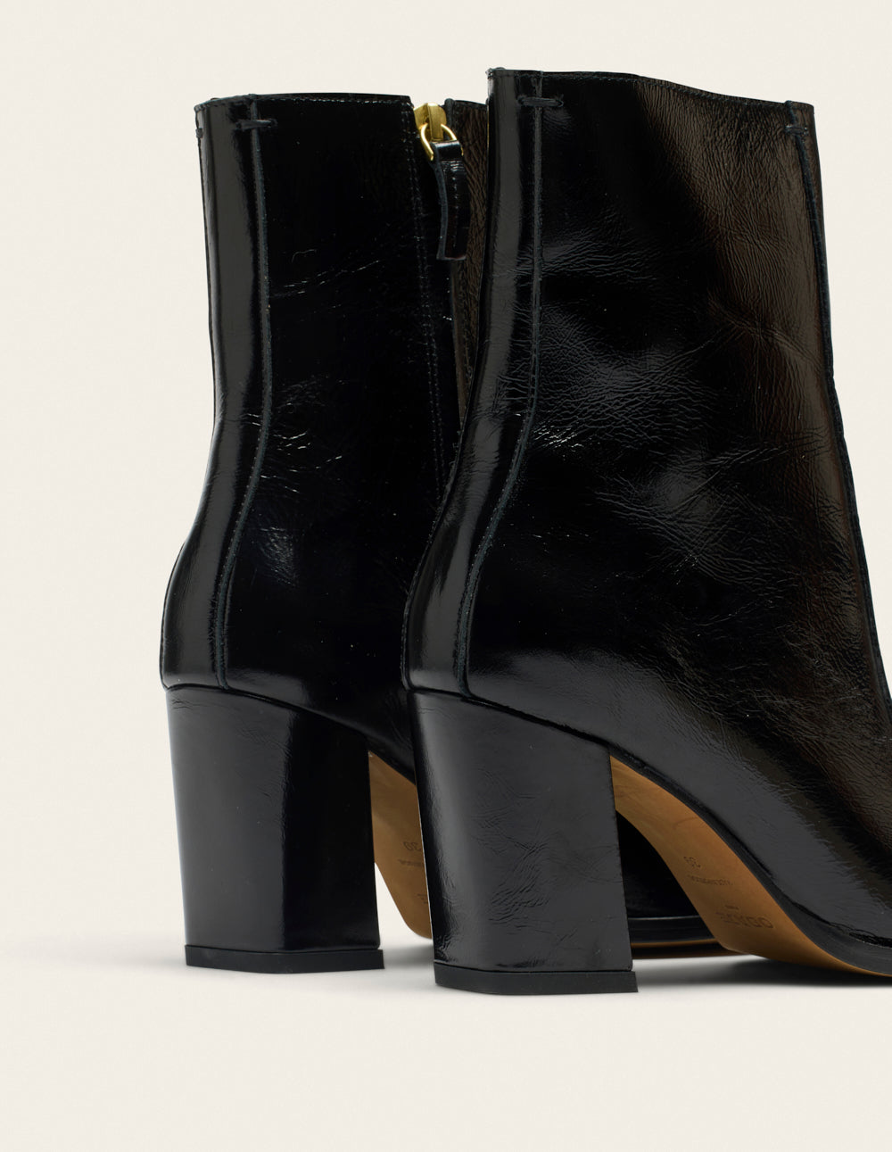 Bottines à talons Sorali - Cuir plissé noir