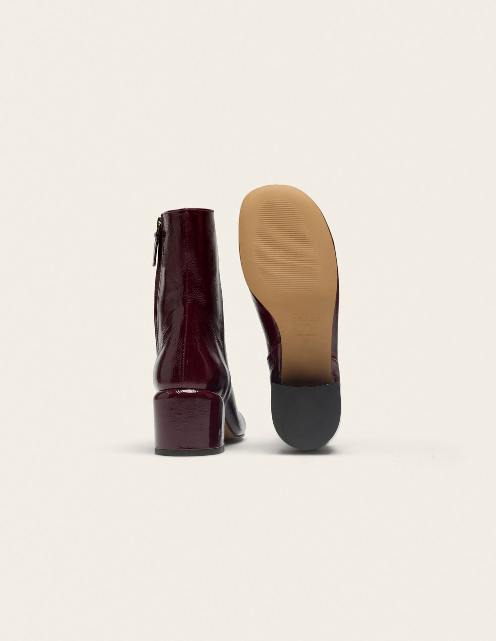 Bottines à talons Tasmin - Cuir plissé verni bordeaux