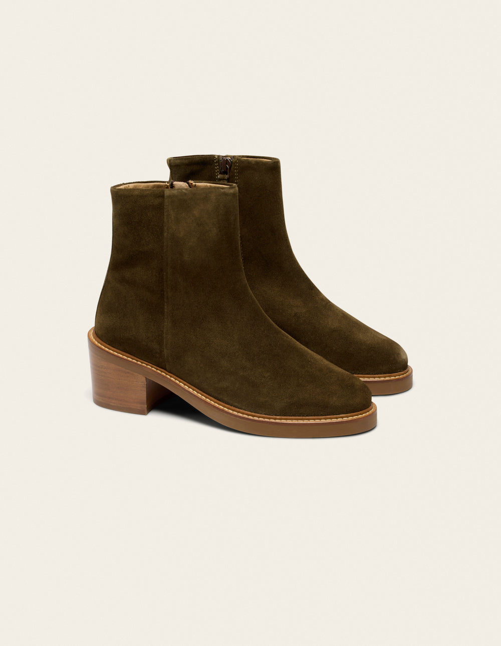 Bottines à talons Véronique - Suède kaki