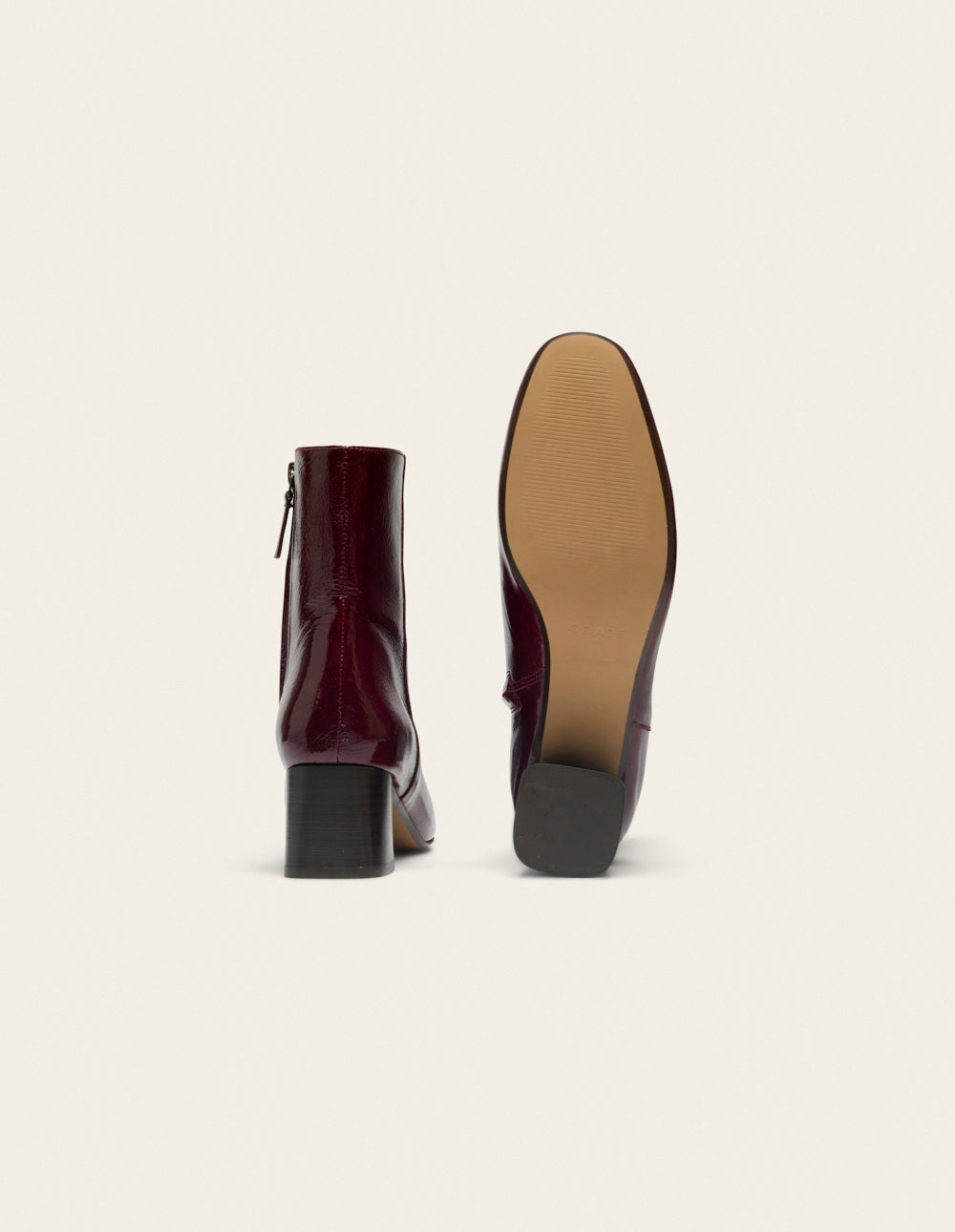 Bottines à talons Volma - Cuir plissé verni bordeaux