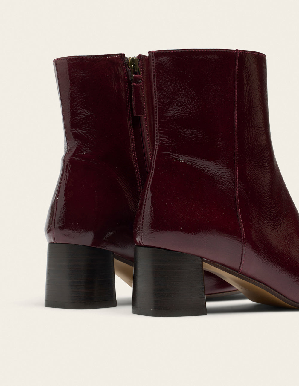 Bottines à talons Volma - Cuir plissé verni bordeaux