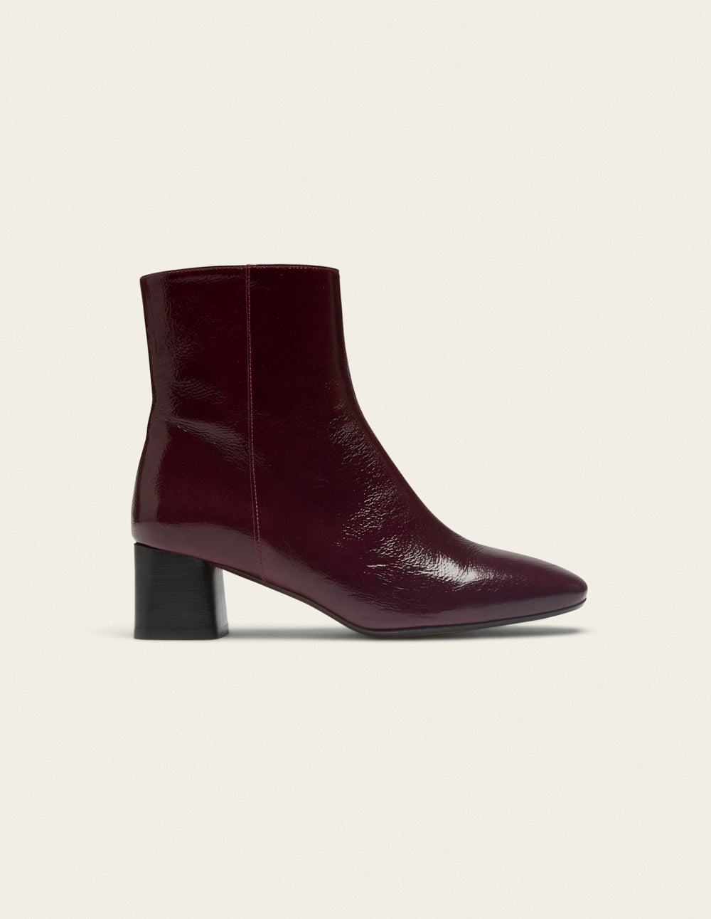 Bottines à talons Volma - Cuir plissé verni bordeaux