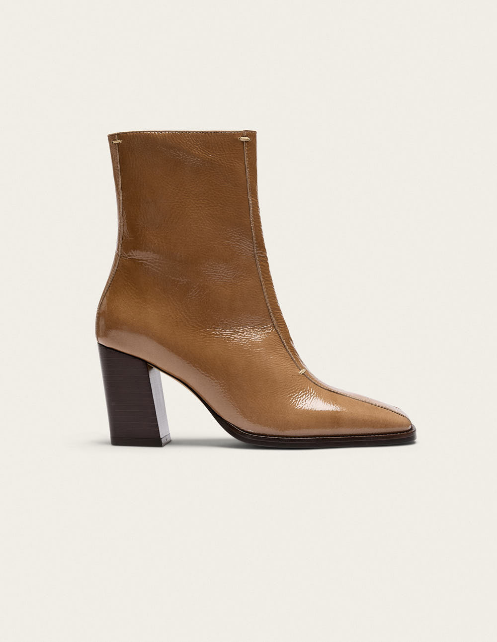 Bottines à talons Sorali - Cuir plissé verni mocha