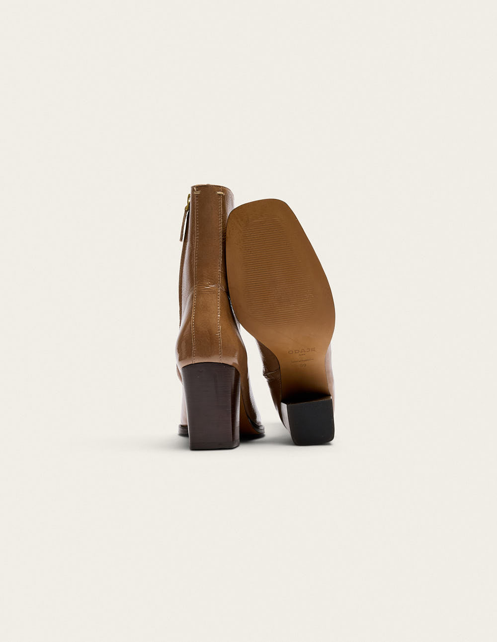 Bottines à talons Sorali - Cuir plissé verni mocha