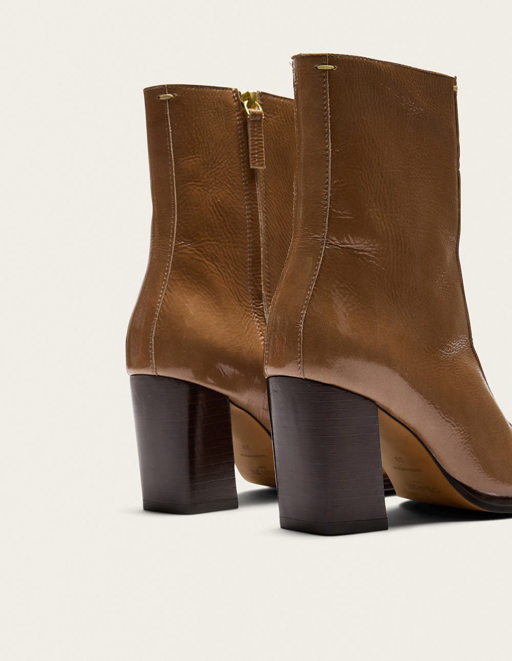 Bottines à talons Sorali - Cuir plissé verni mocha