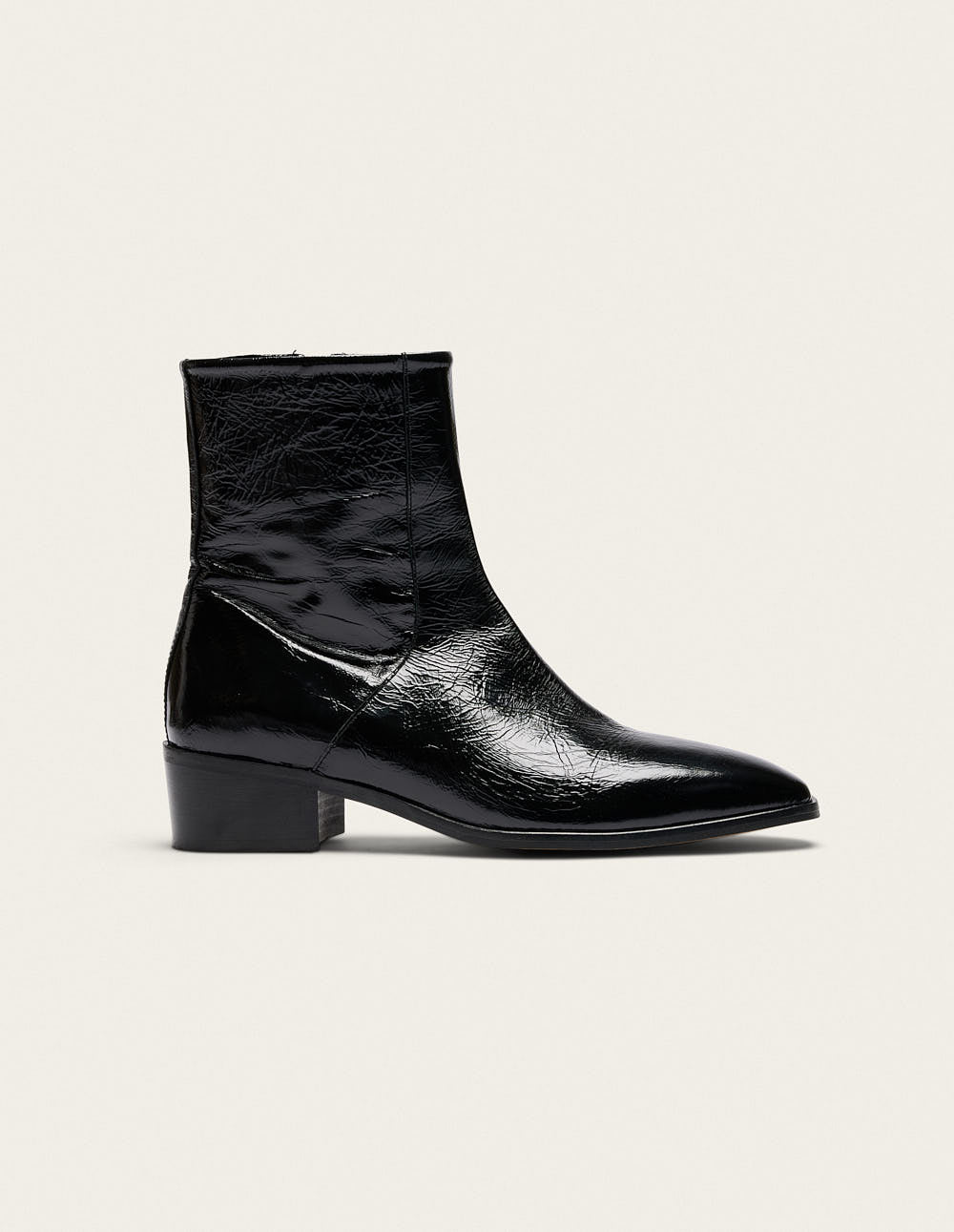 Bottines Sybille - Cuir plissé noir