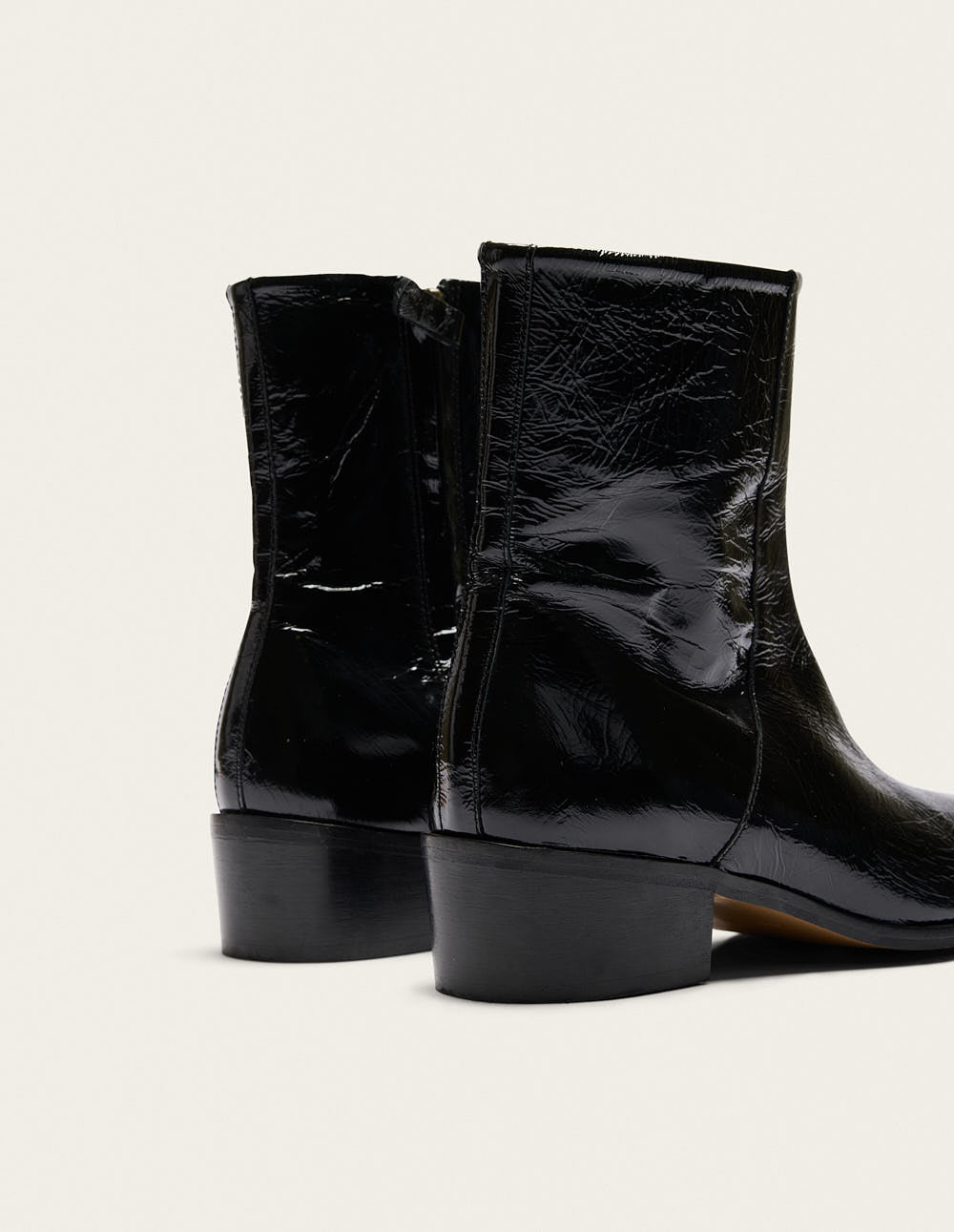 Bottines Sybille - Cuir plissé noir