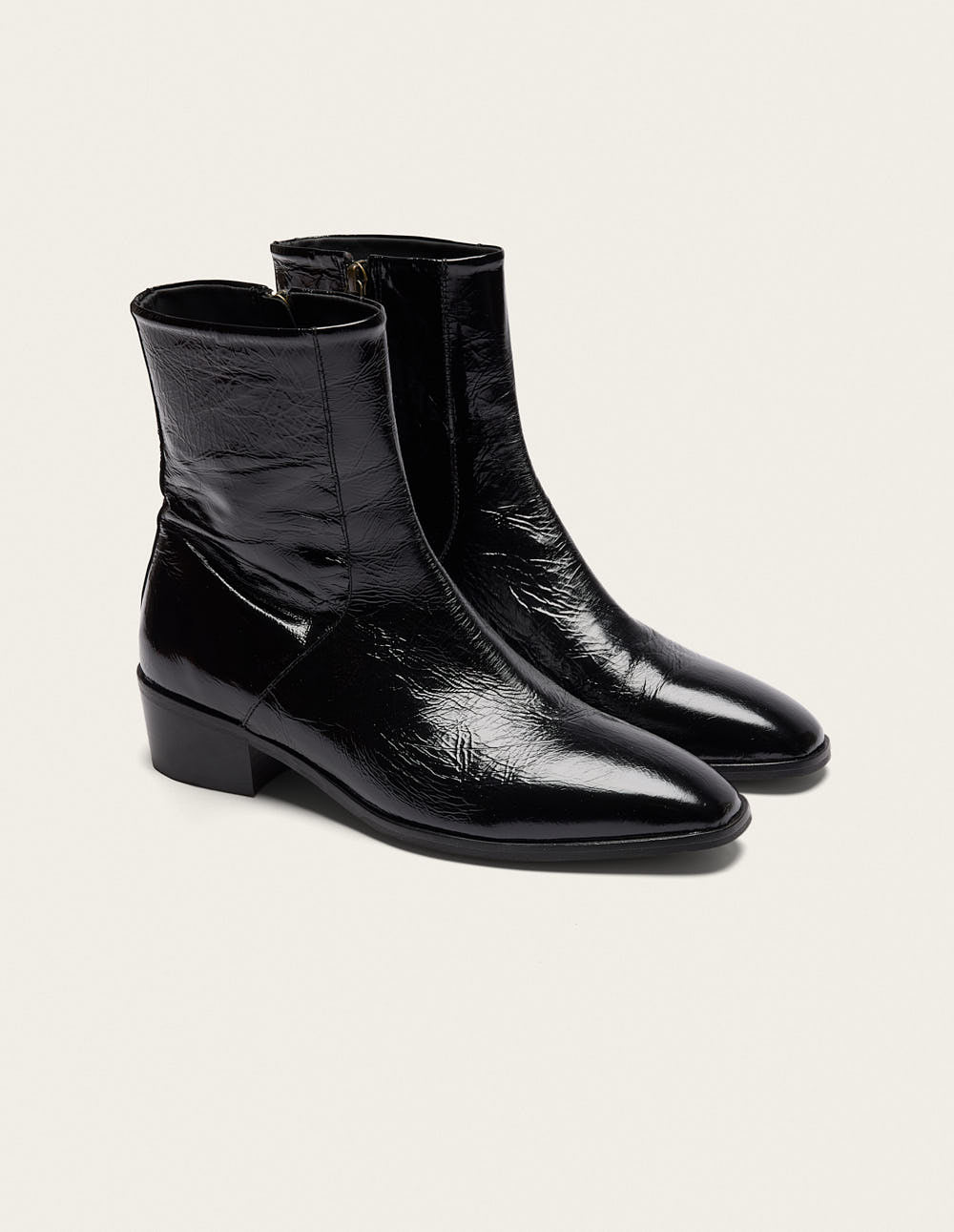 Bottines Sybille - Cuir plissé noir