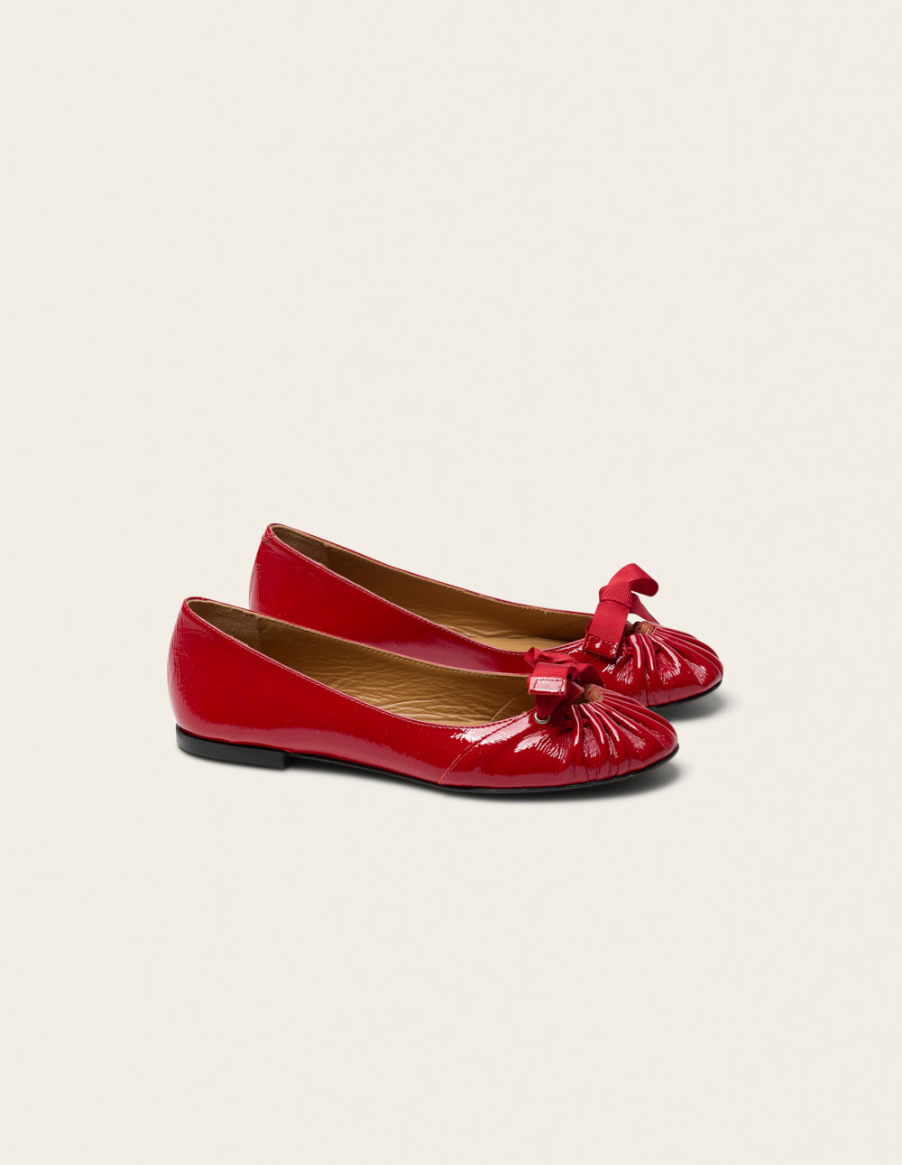 Sana ballet flats - Red Patent Pleated Leather