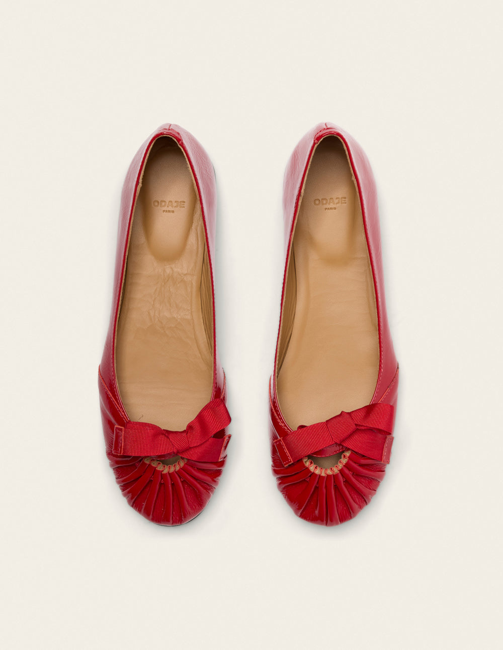 Sana ballet flats - Red Patent Pleated Leather