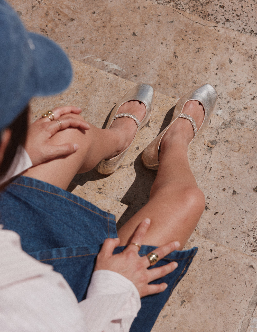 Serra Ballet flats - Silver Pleated Leather