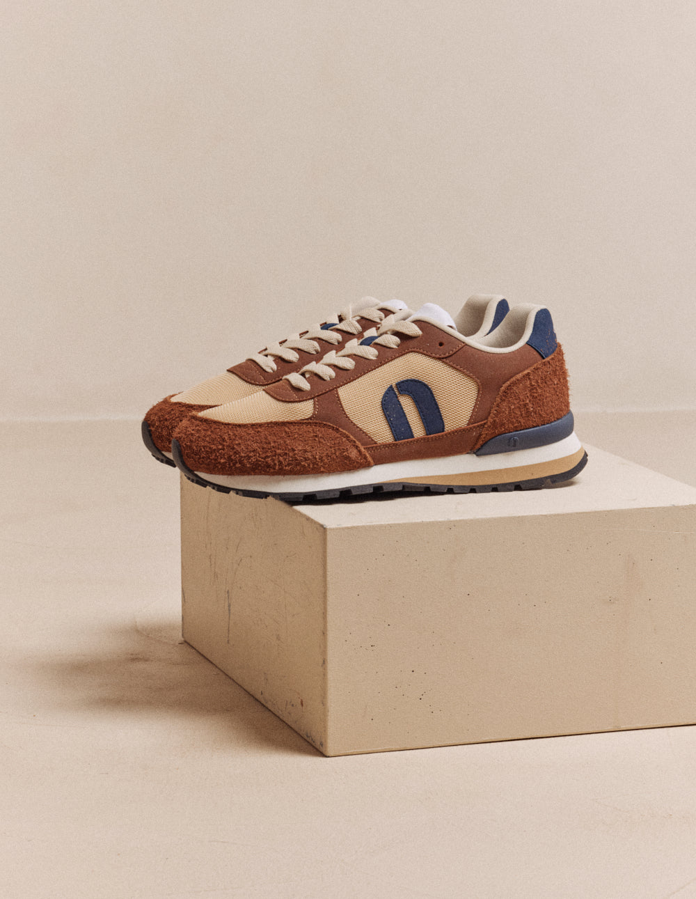 Baskets basses Adrien - Marron écru marine