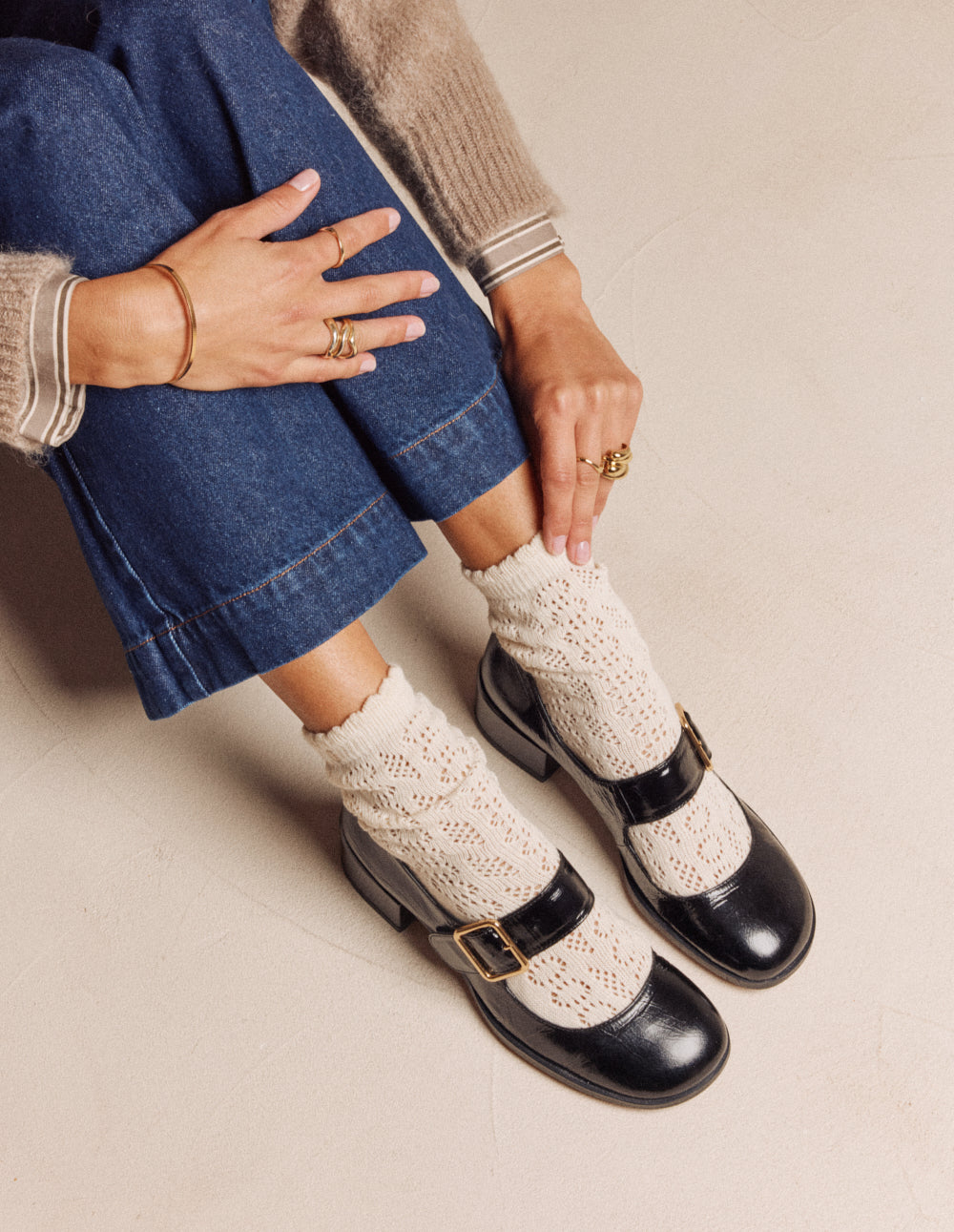 Escarpins Amari - Cuir plissé verni noir