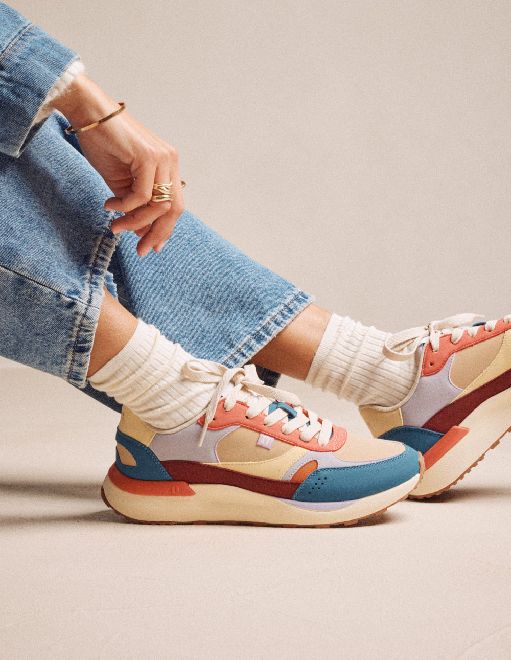 Baskets basses Anaelle - Canard lilas beige