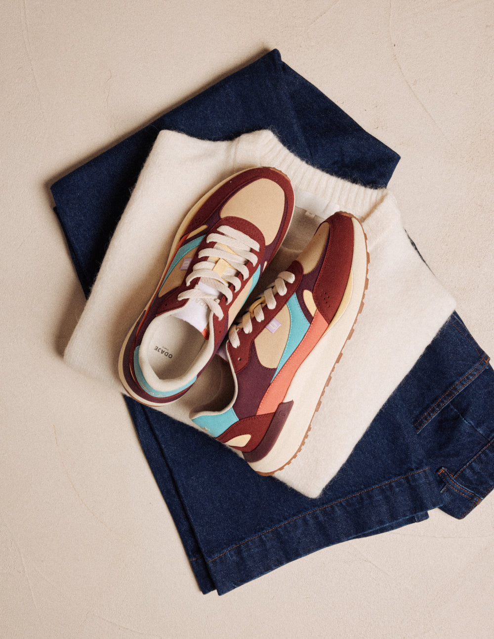 Baskets basses Anaelle - Bordeaux prune beige