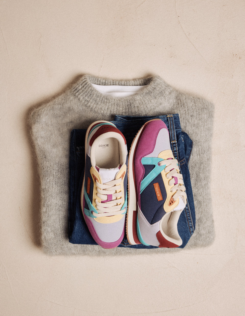 Baskets basses Andrée - Violet lilas jaune