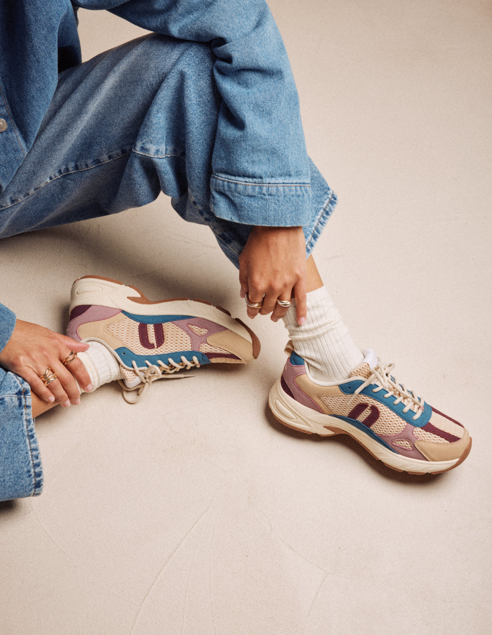 Baskets basses Maé - Beige écru prune