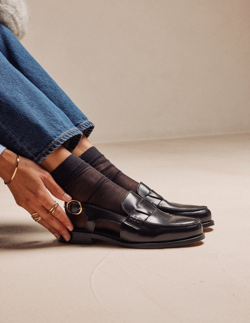 Mocassins Mangsa - Cuir box noir