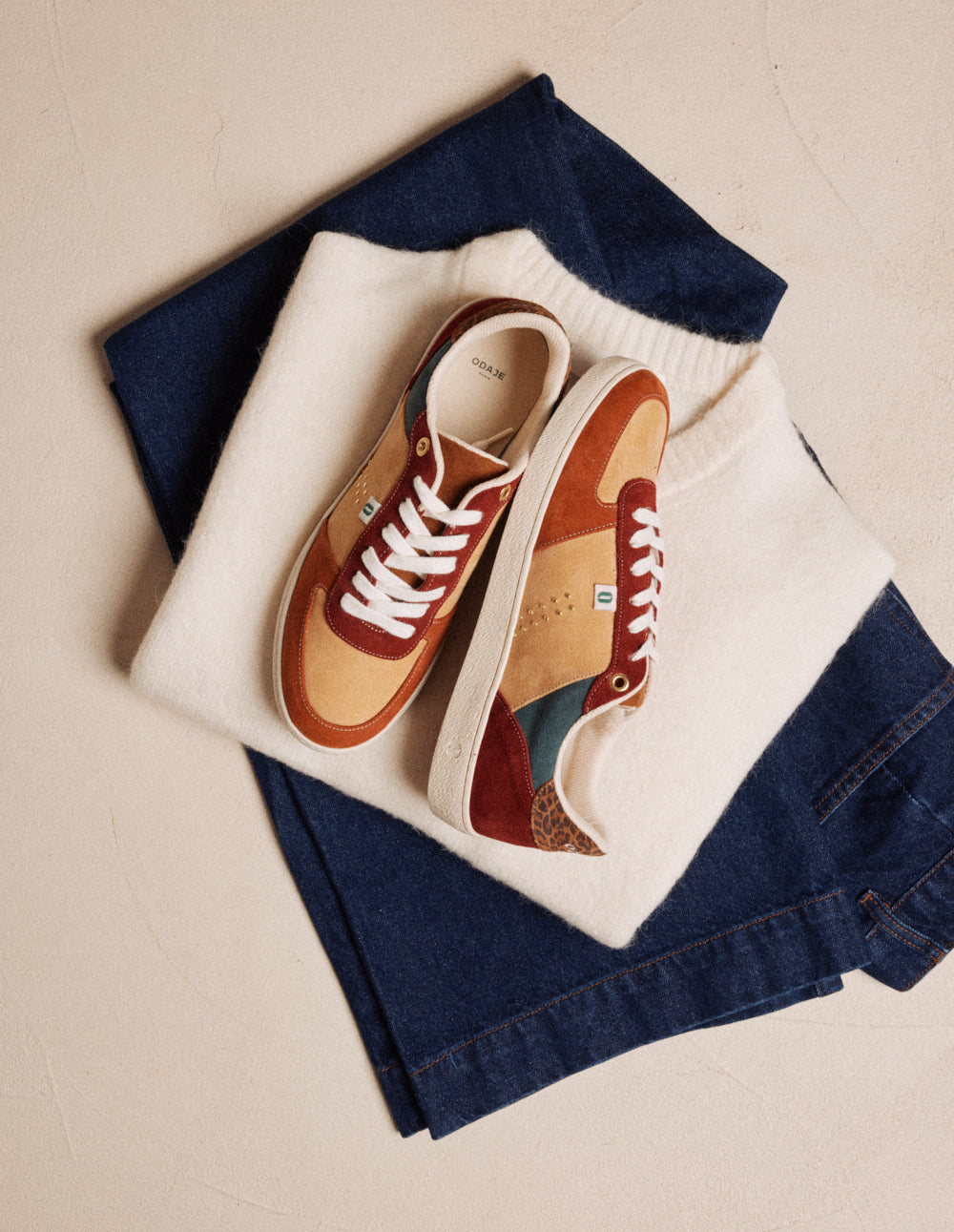 Marie low-top trainers - Burgundy beige brick