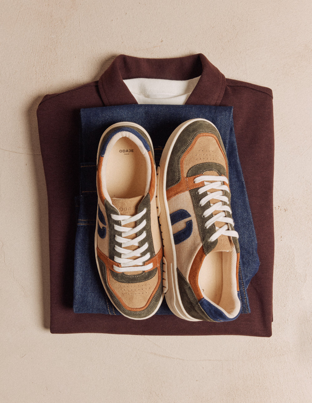 Baskets basses Nino - Vert marron beige