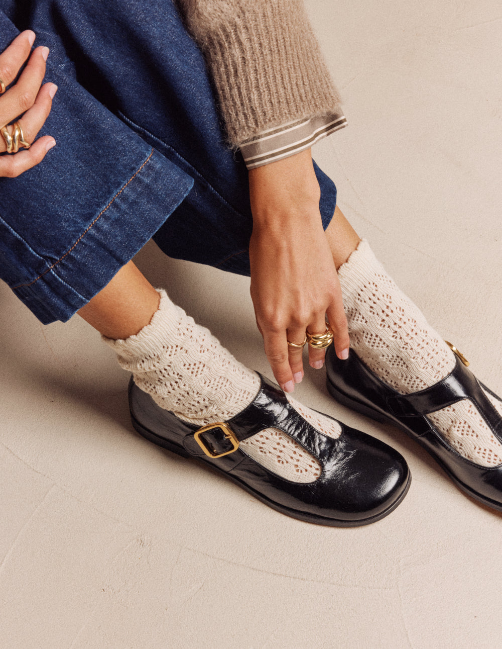 Ballerines Opal - Cuir plissé noir