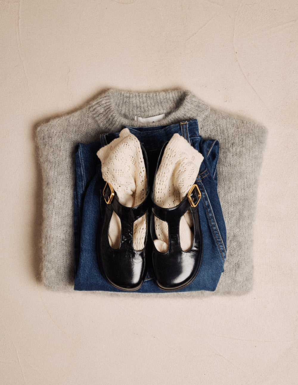 Ballerines Opal - Cuir plissé noir