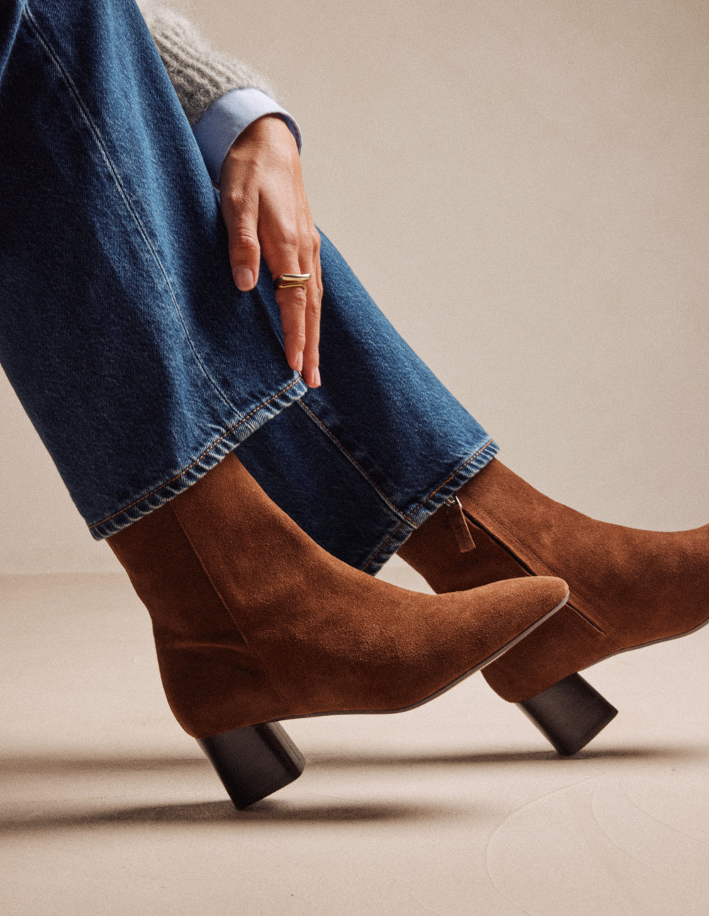 Bottines à talons Volma - Suède marron