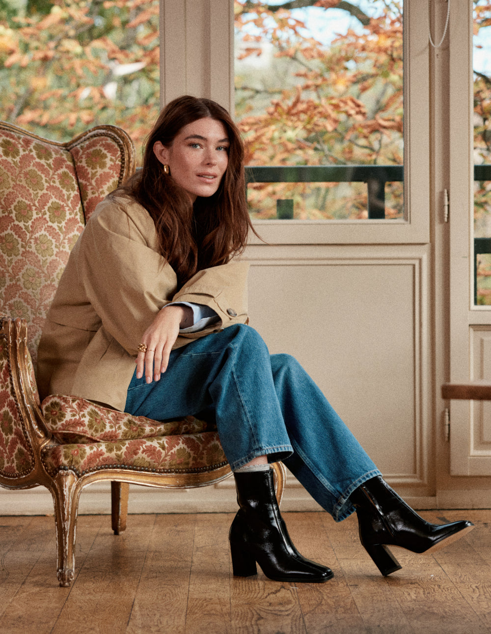 Bottines à talons Sorali - Cuir plissé noir